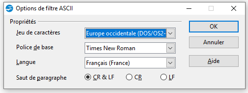 Fichier Odt Impossible A Ouvrir Options De Filtre Ascii Openoffice Libreoffice