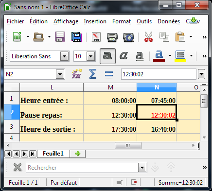 OpenOffice & LibreOffice : Changement couleur au dela d'une certaine heure