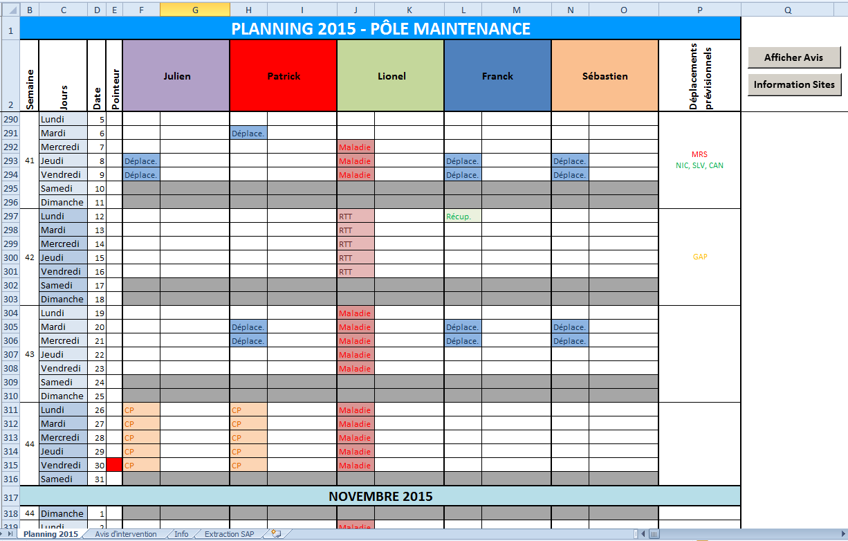  XL 2007 Planning Dynamique Des Travaux Macros Et VBA Excel