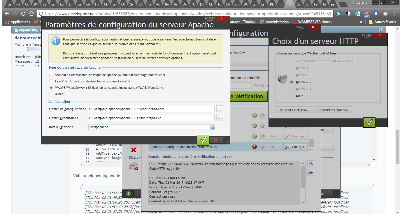 Configuration serveur application sur webdev