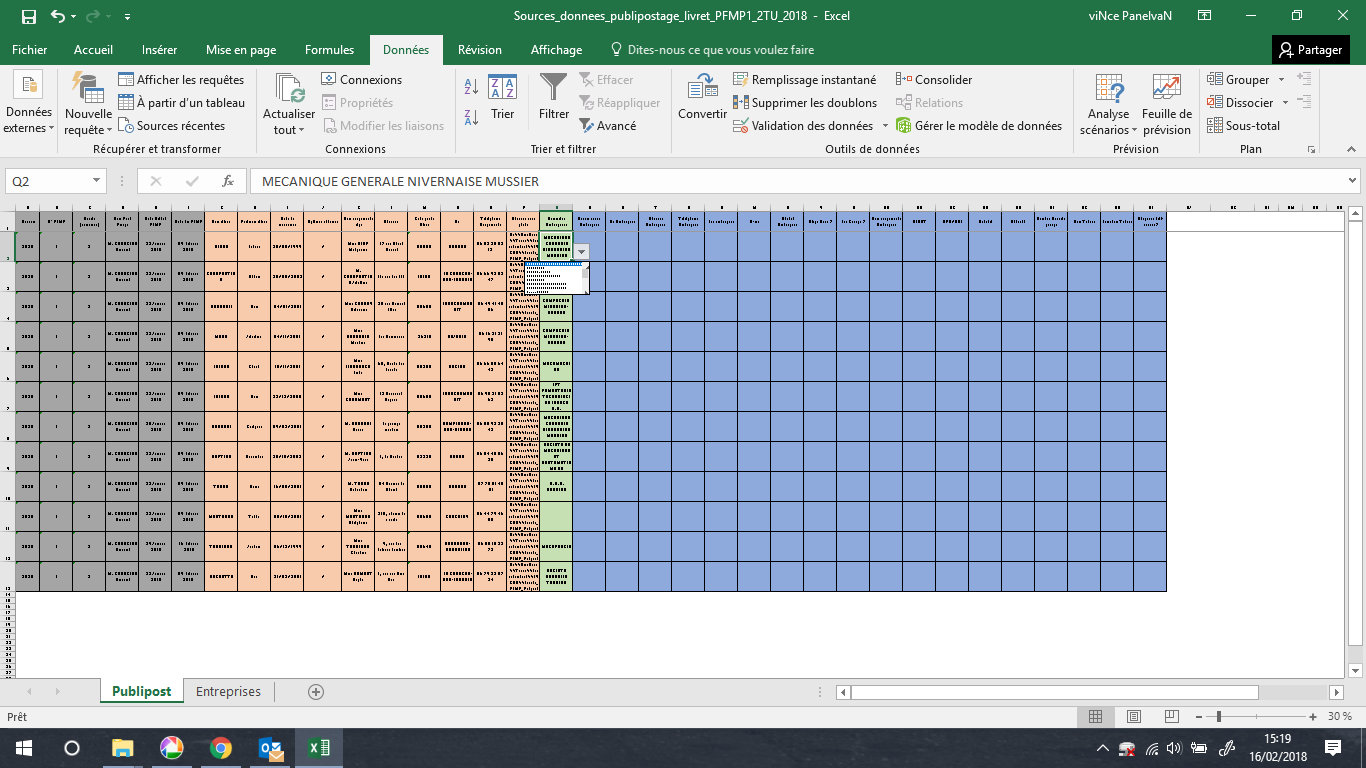 Excel : Remplissage automatique des cellules en fonction d'un choix de  liste déroulante.