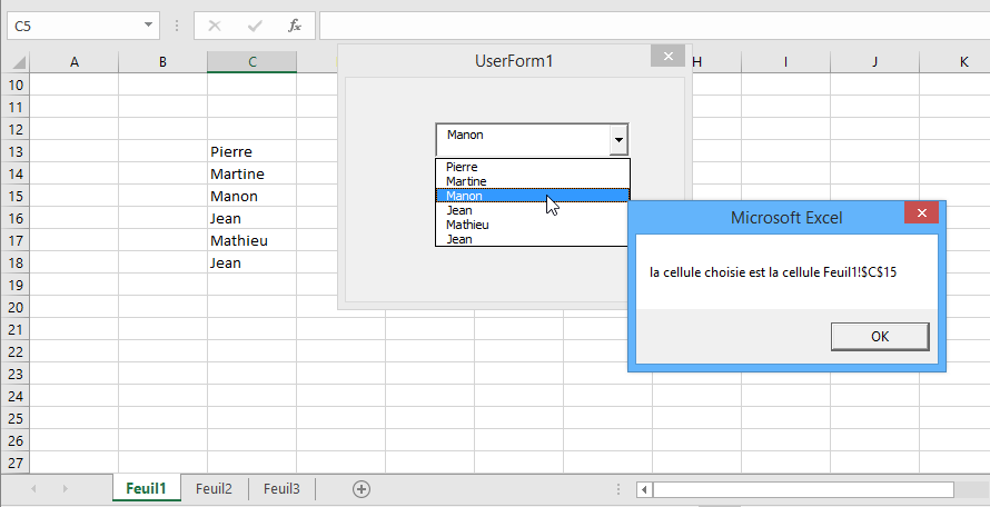 Récupérer La Cellule Active Dune Selection Combobox Macros Et Vba Excel 9245