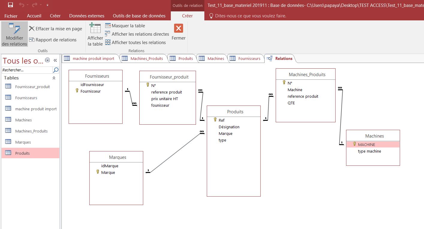 base de données produits fournisseurs  Access