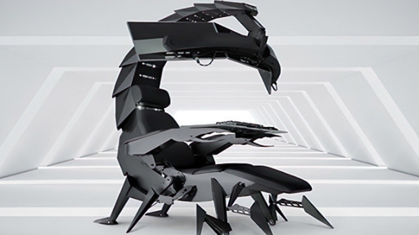 Cluvens présente une chaise de jeu qui prend la forme d'un scorpion géant,  elle est proposée à un prix de 3 299 dollars