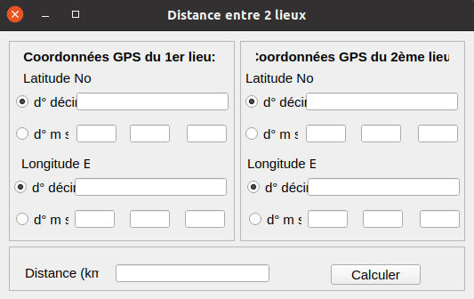 Distance entre 2 lieux connus par leurs coordonnées GPS
