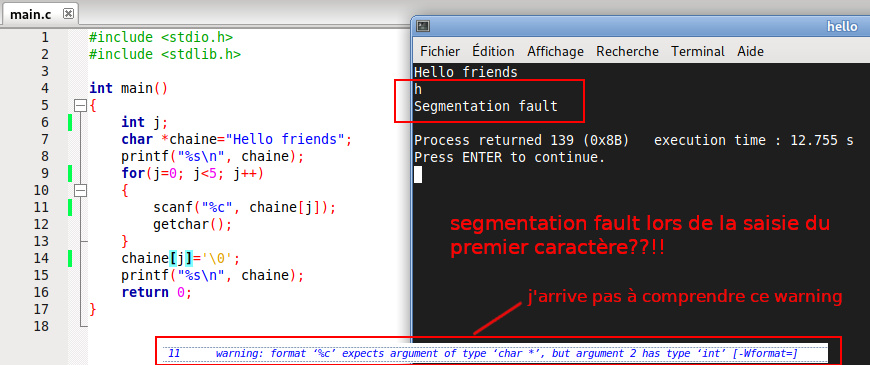 C pourquoi j ai une segmentation fault