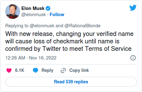 Nom : Screenshot_2022-11-16 Elon Musk says the new Twitter Blue will relaunch on November 29th.png
Affichages : 2493
Taille : 35,2 Ko