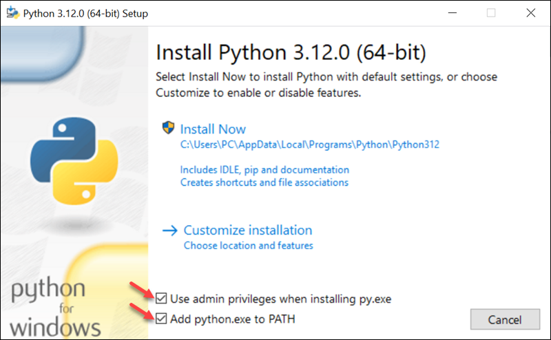 Nom : python-installer-admin-privileges-and-path.png
Affichages : 86
Taille : 187,0 Ko